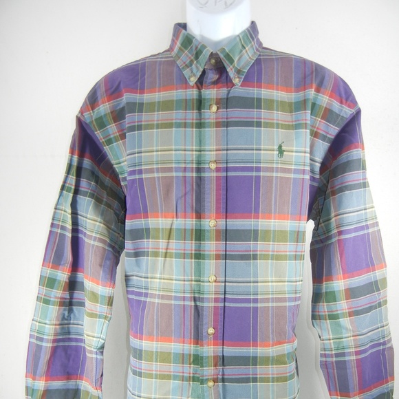 Ralph Lauren Other - Ralph Lauren Custom Fit Purple Green Plaid Size XL